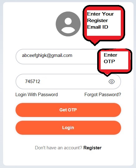 insert email and otp